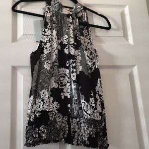 Cachè brand new 100% silk black &white top size S